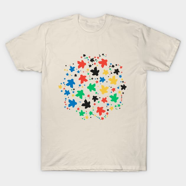 Meeple Colorful Pattern Board Games T-Shirt by pixeptional